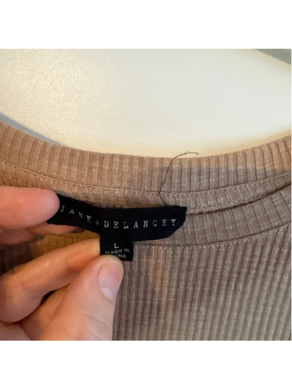 Women's Jane + Delancey Long Sleeve Ribbed Tee Beige Size L